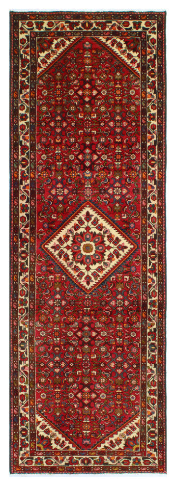 Fine Vintage Distressed Ramazan Red/Ivory Runner, 3'7 x 10'6