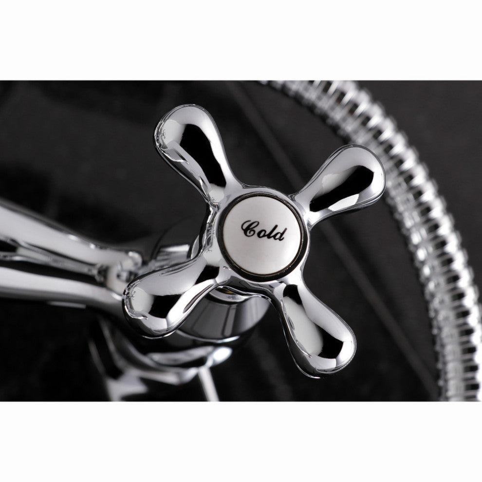 Kingston Adjustable Center Tub Wall Mount Clawfoot Tub Faucet, Polished Chrome