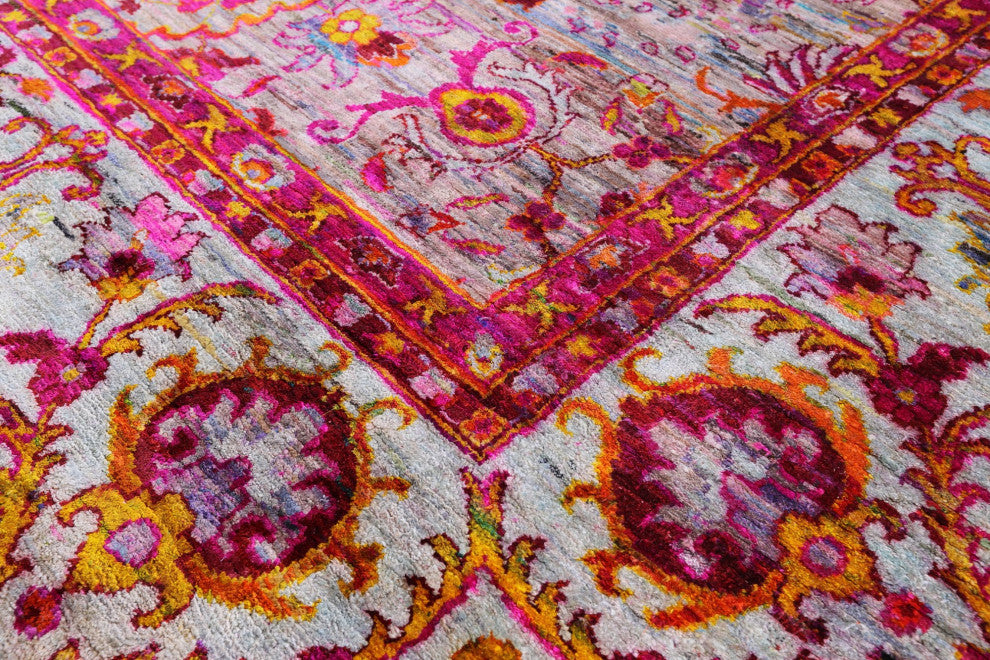 Hand-Knotted Persian Silk Rug 7' 9" X 9' 10" Q6816