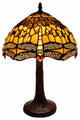 Tiffany Style Amber Dragonfly Table Lamp