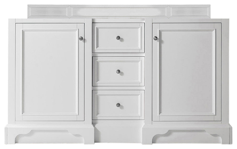 De Soto 120" Bright White Double Vanity Suite, 3cm Jasmine Pearl Top