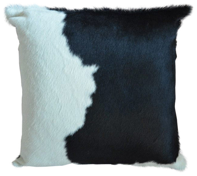 Pergamino Black and White Cowhide Pillows, Double Sided