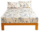 Blue Leaf Vine Cream Poplin Cotton Fitted Sheet