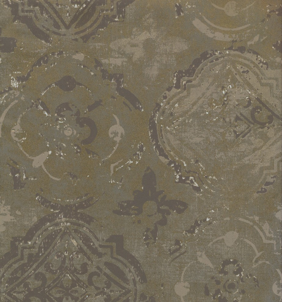 CL2_PAISLEY - Traditional Color Green, Grey Wallpaper Roll