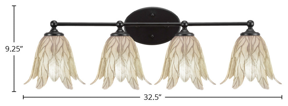 Capri 4-Light Bath Bar, Matte Black/Vanilla Leaf