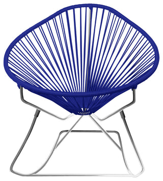 Acapulco Indoor/Outdoor Handmade Rocker, Deep Blue Weave, Chrome Frame