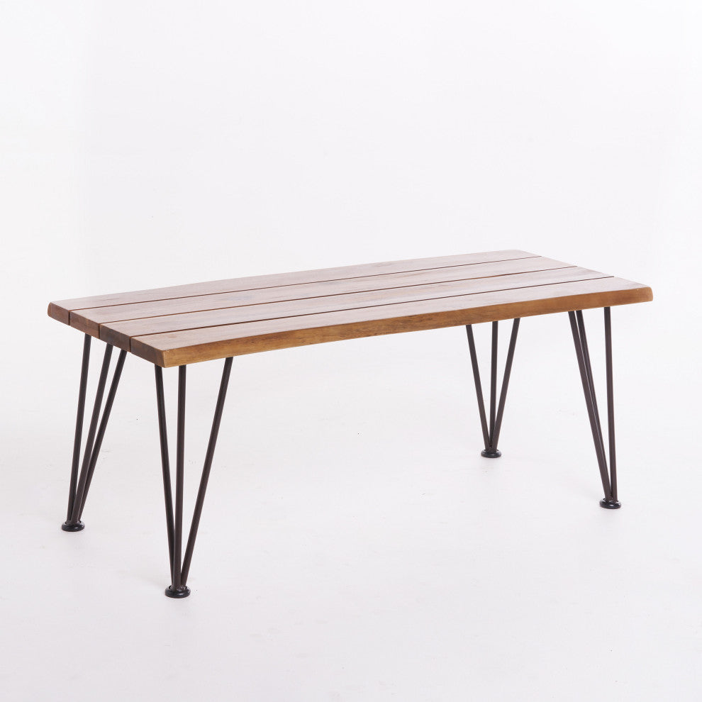 GDF Studio Zephyra Rustic Finished Iron and Acacia Wood Coffee Table