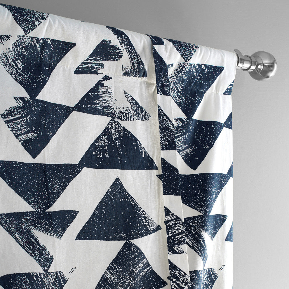 Triad Printed Cotton Tie-Up Window Shade Single Panel, Triad Indigo, 46w X 63l
