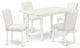 5Pc Dining Set, 4 Chairs, Butterfly Leaf Wood Dining Table, Linen White