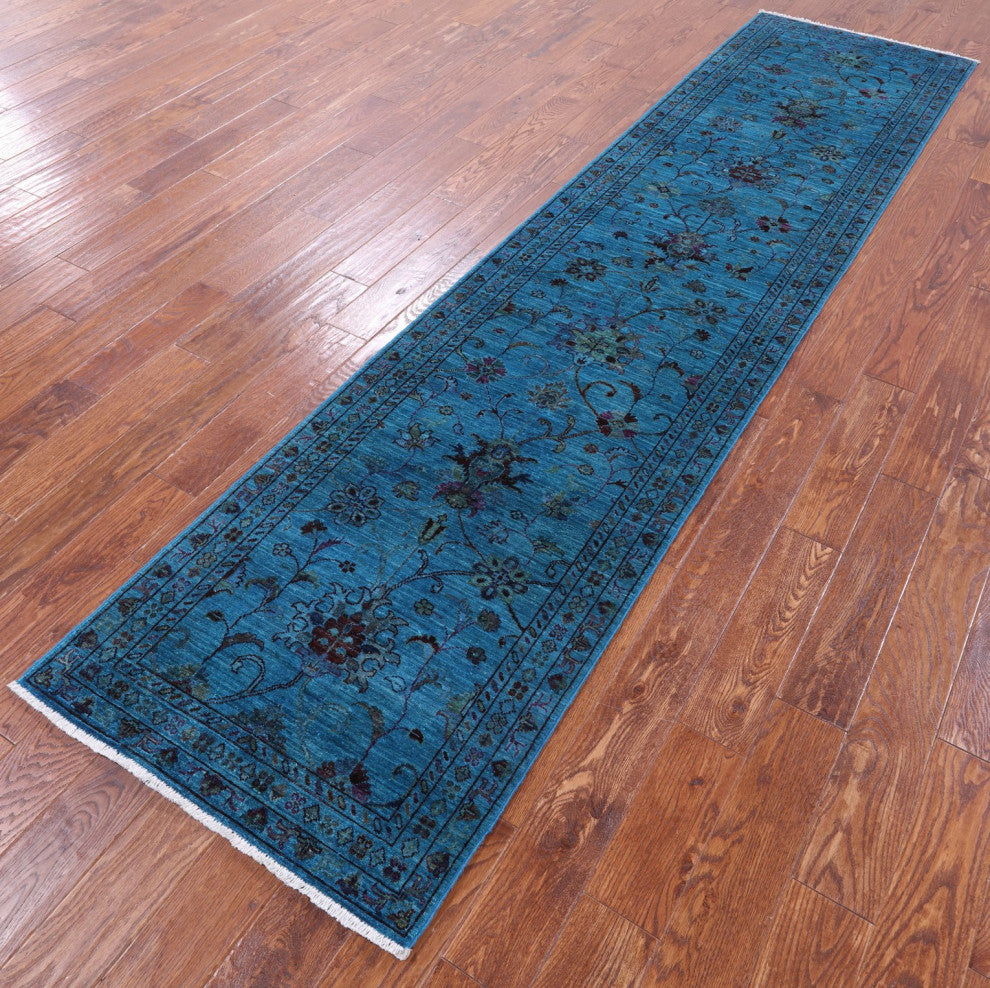 Runner Full Pile Overdyed Tabriz Hand Knotted Rug 2' 8" X 11' 2" - Q12740