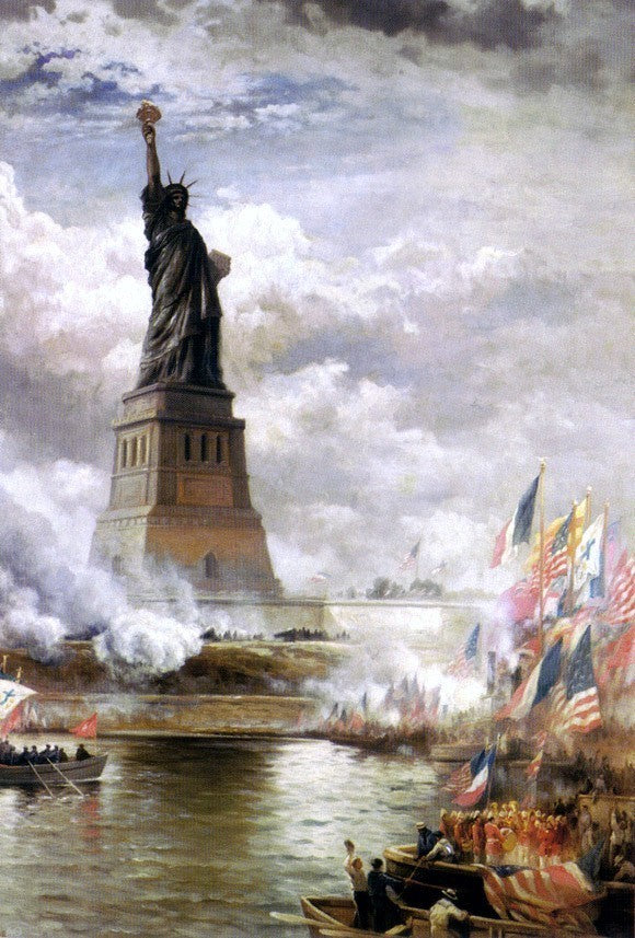 Edward Moran Unveiling the Statue of Liberty, Gallery Wrapped Canvas, 18"x27"