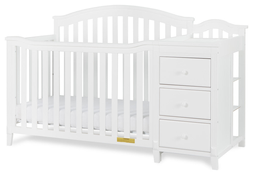 Kali 4-in-1 Convertible Crib, White, With Changer (3 Drawers)