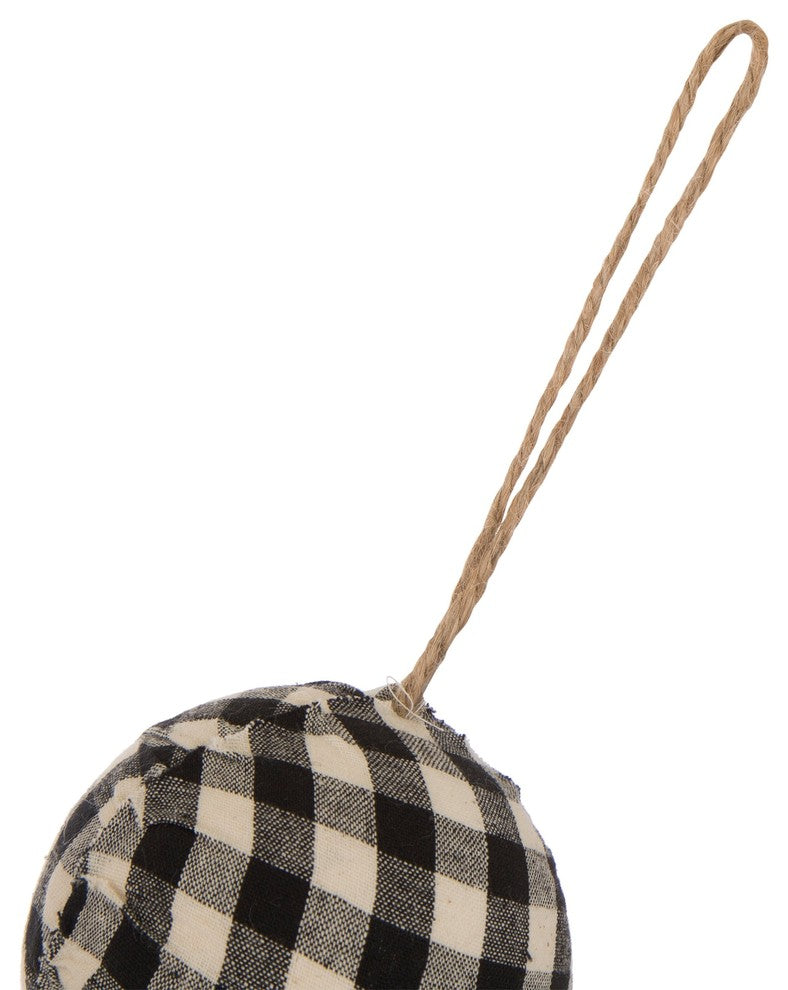 78.74" Black and White Plaid Fabric Garland