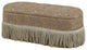Beige Floral Oval Storage Bench