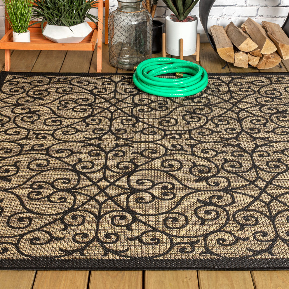 Madrid Vintage Filigree Textured Weave Indoor/Outdoor Area Rug