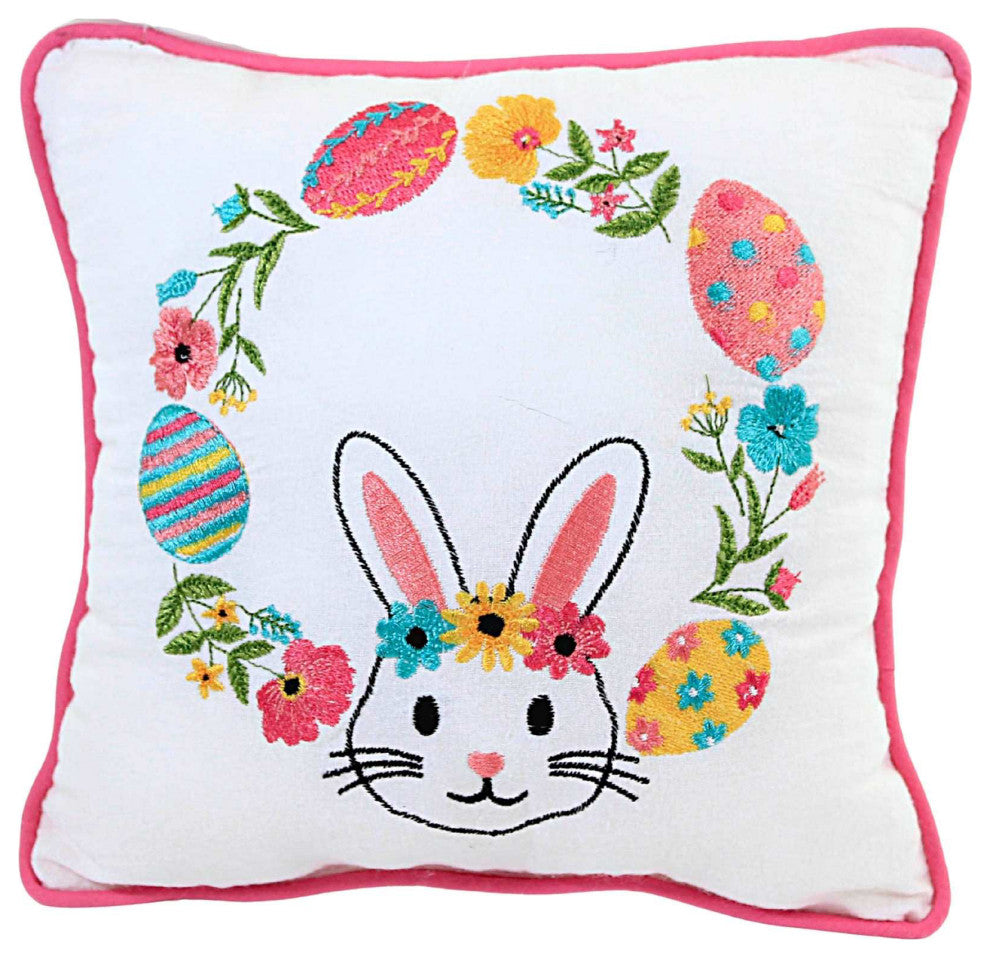 Easter Bunny Egg Wreath Pillow Fabric Home Decor Rabbit C81215868