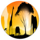 African Wildlife Panorama, African Disc Metal Wall Art, 23"