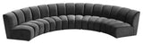 Infinity Channel Tufted Velvet Modular Chair, Gray, 5 Piece