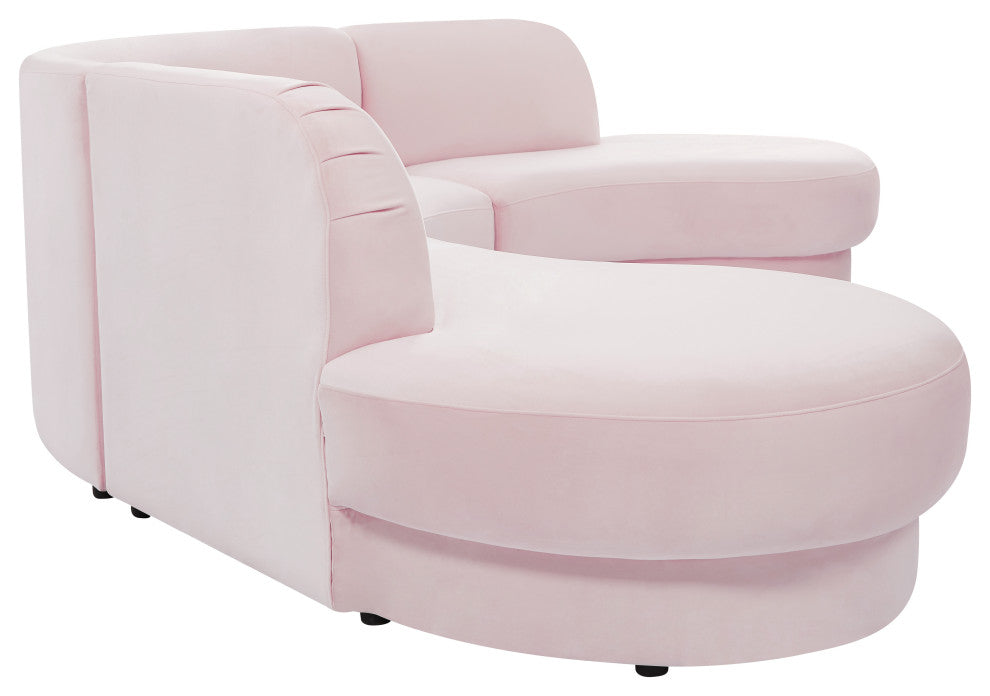Rosa Velvet Upholstered 3-Piece Sectional, Pink
