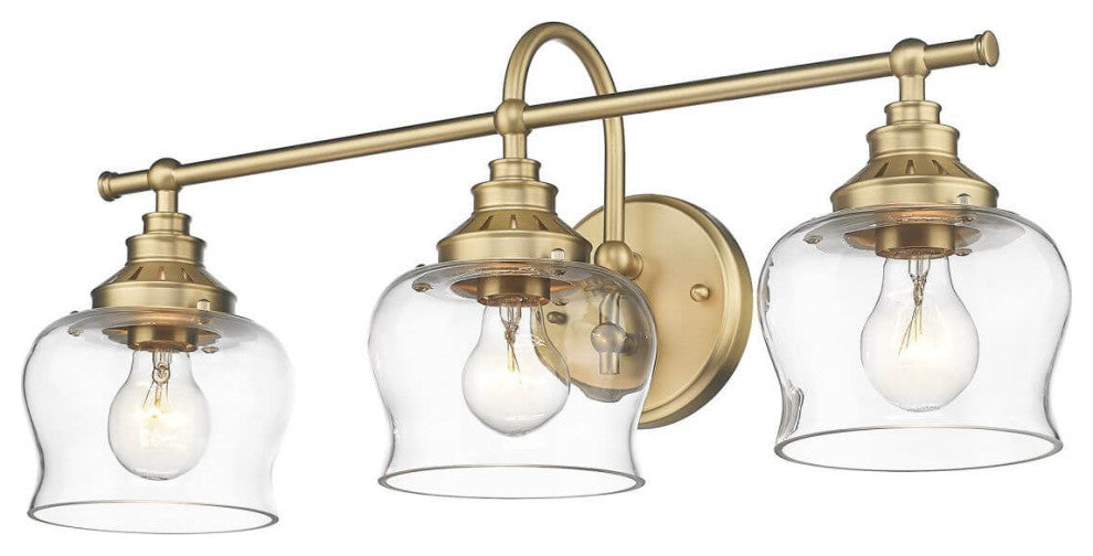3 Light 24" Bath Vanity Light, Brushed Champagne Bronze With Clear Glass