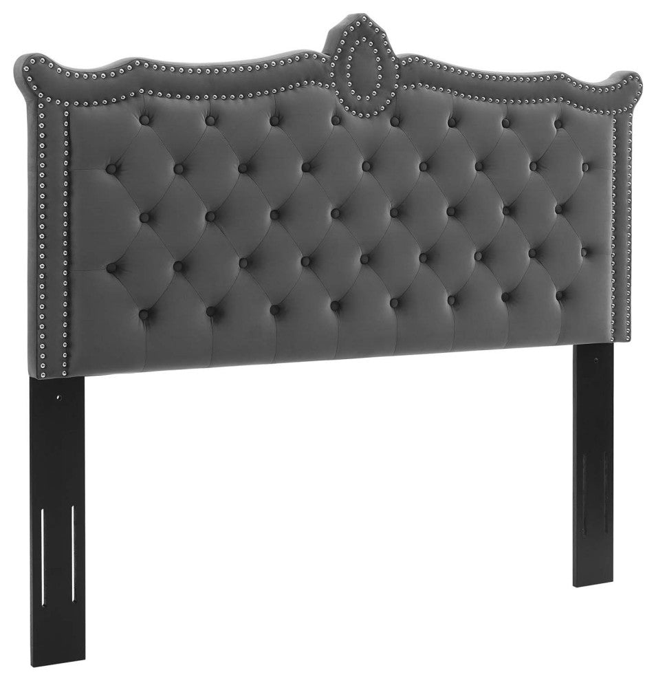 Louisa Tufted Performance Velvet King/California King Headboard, Charcoal