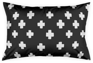 Black Swiss Cross King Pillow Sham