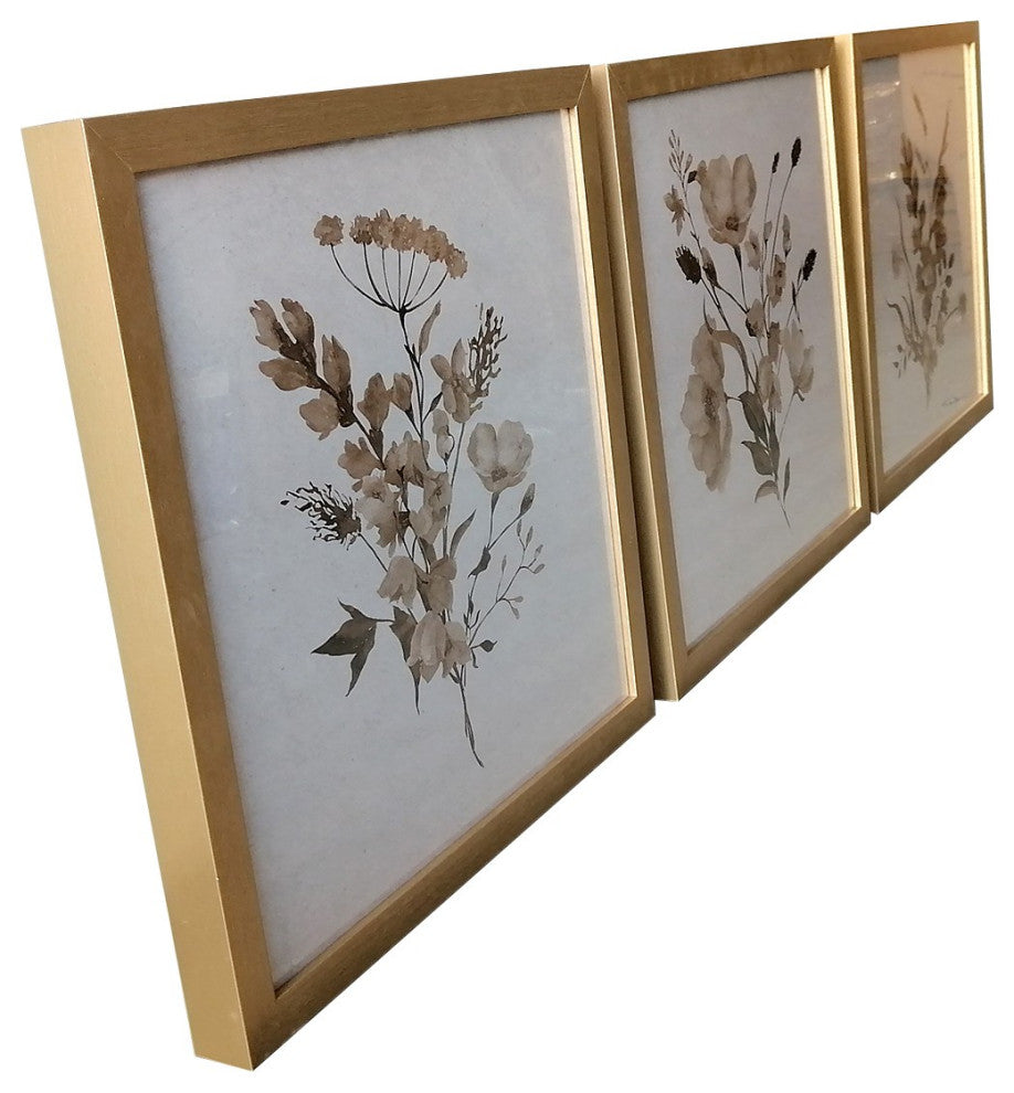 Set of Three Botanical Wildflowers Wall Art