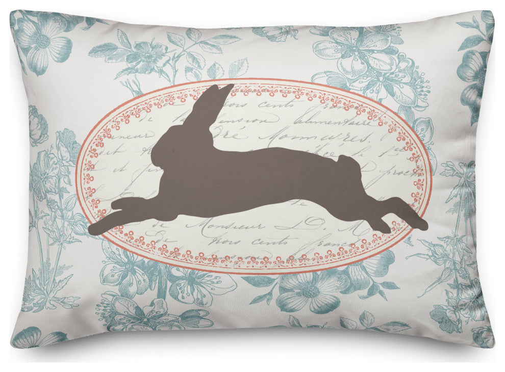 Vintage Florals Rabbit 14x20 Spun Poly Pillow