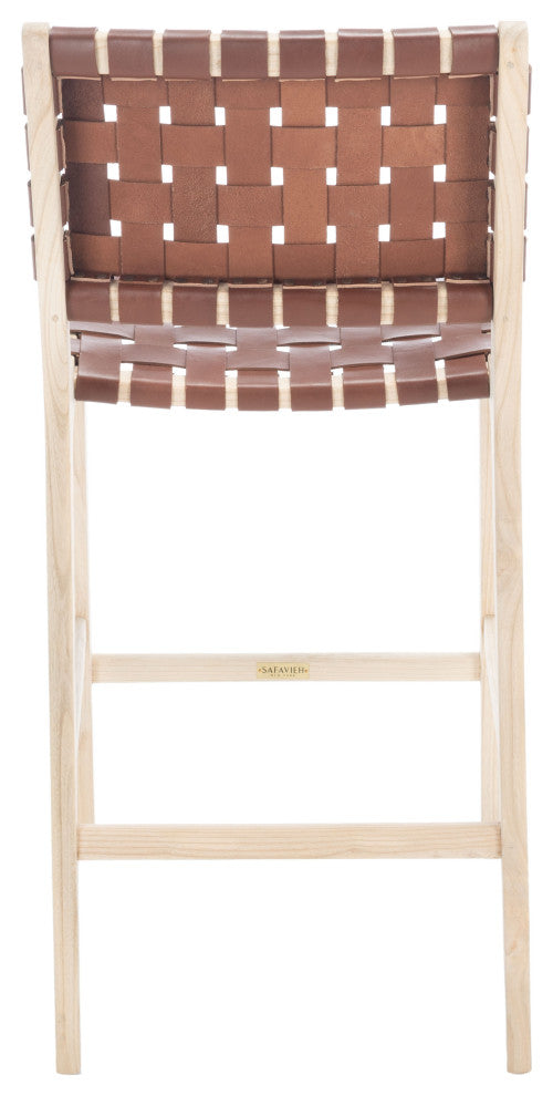 Safavieh Adah Leather Counter Stool, Cognac / Natural