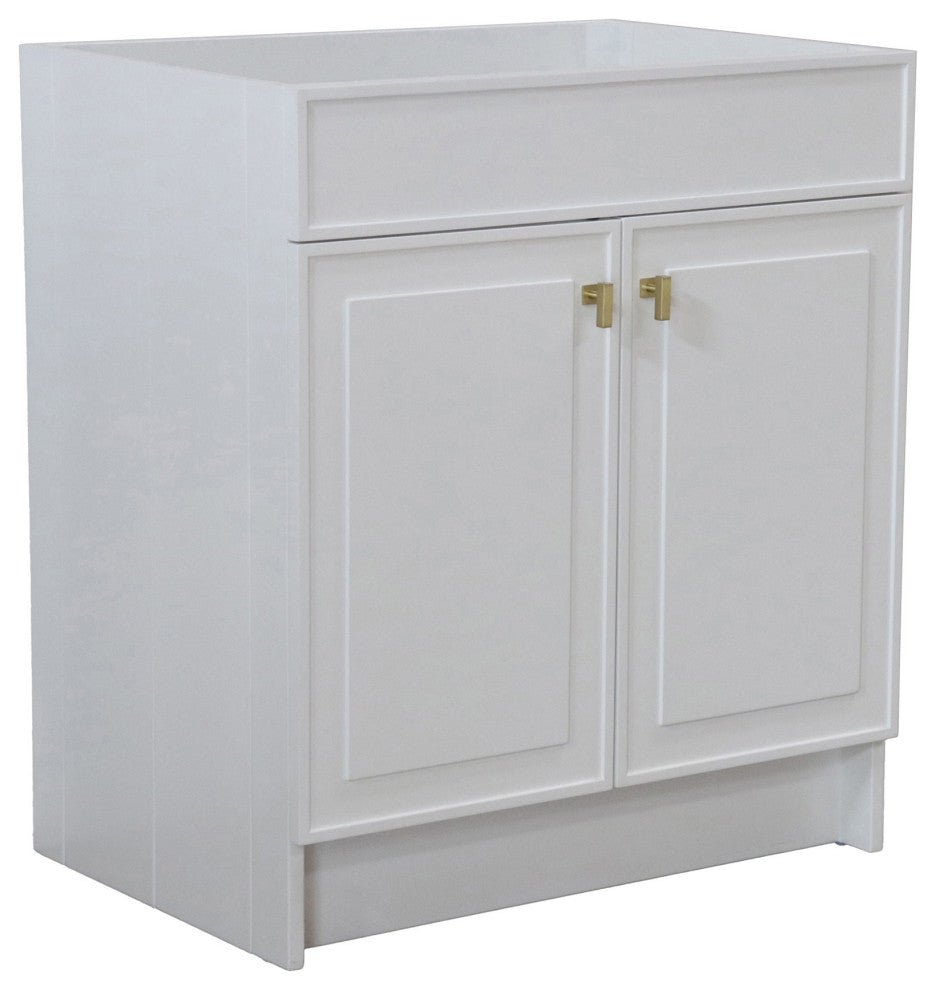 SmartFold 30" Single Sink Vanity Cabinet, White Finish, Gold Hardware