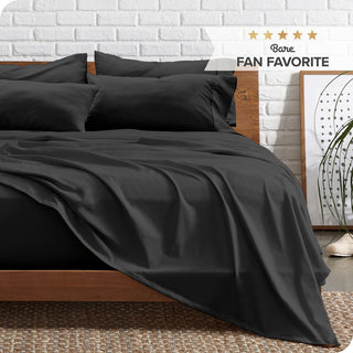 Bare Home 6-Piece Microfiber Sheet Set, Black, Queen