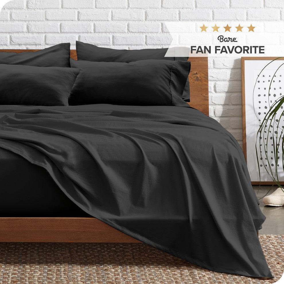 Bare Home 6-Piece Microfiber Sheet Set, Black, Queen