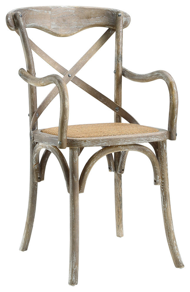 Modern Urban Contemporary Dining Armchair, Gray Wood