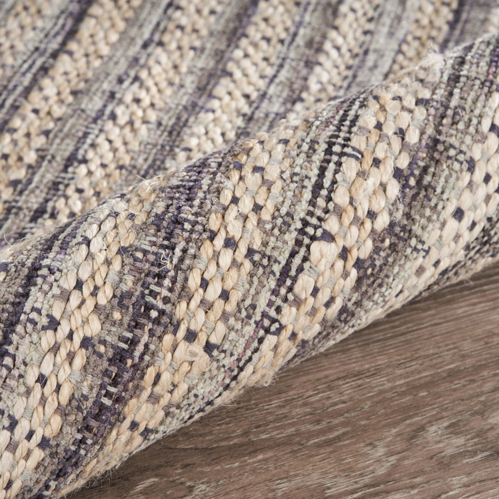 5" x 8" Brown and Gray Striped Area Rug