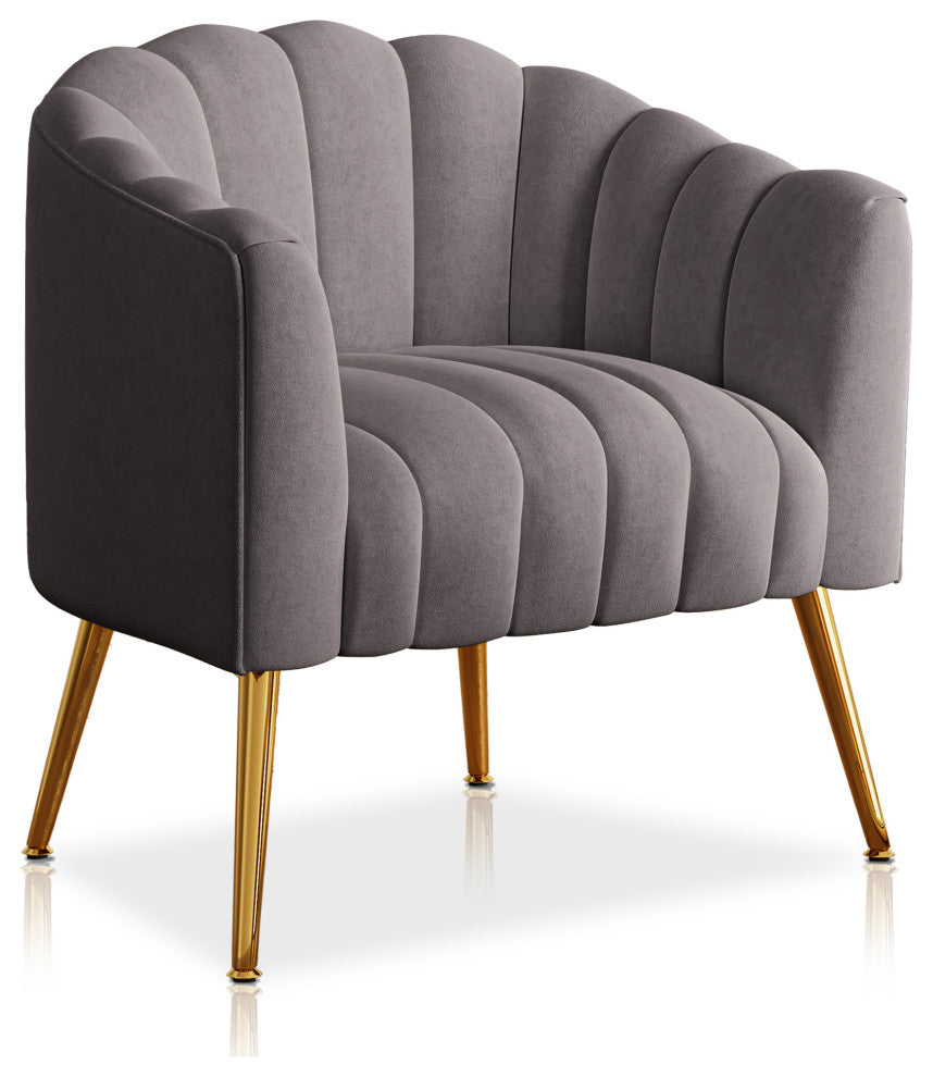 Oversized Pumpkin  Accent Chair,  Velvet Upholstered  Armchair for Living Room, Grey