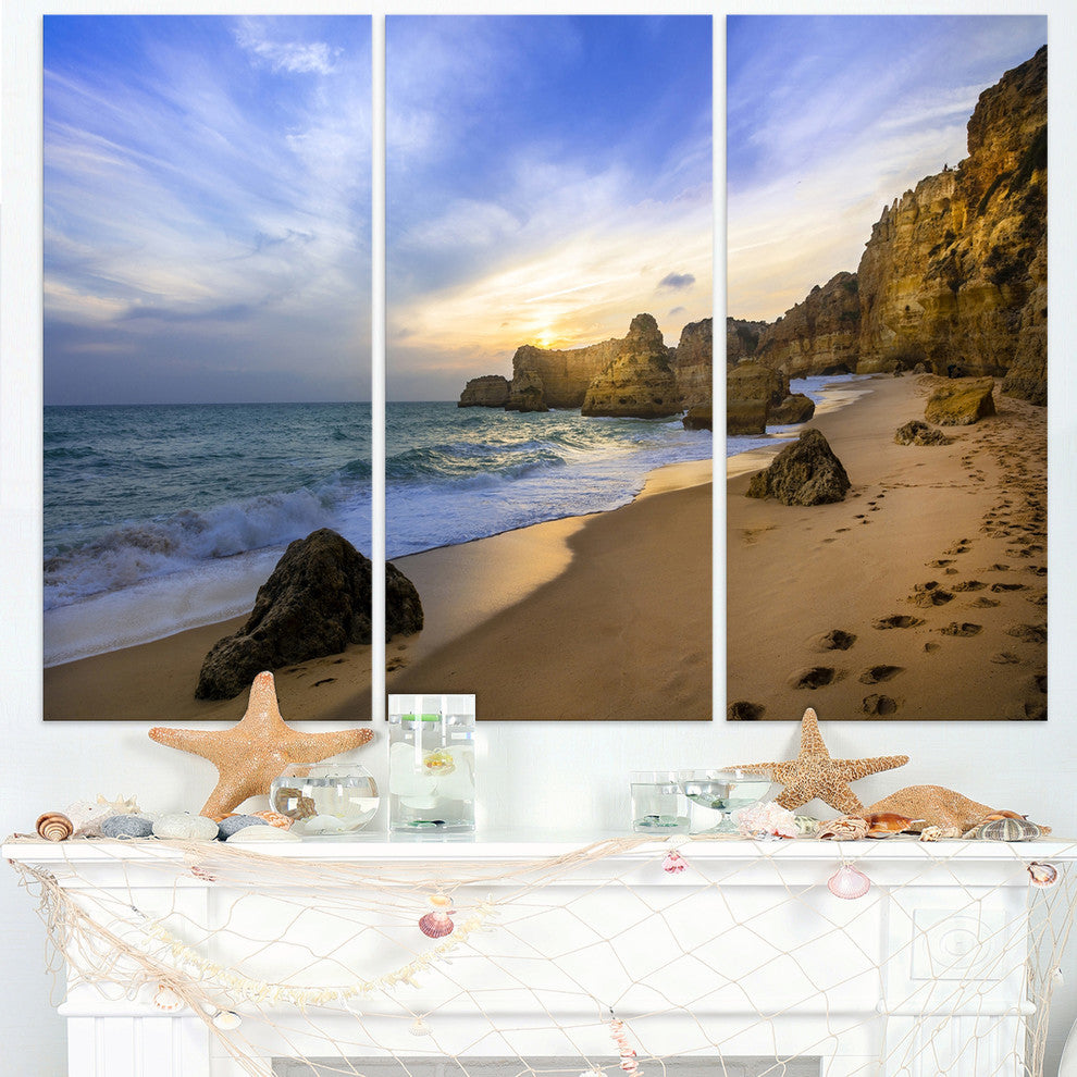 "Beautiful Sunset Over Algarve Portugal" Metal Wall Art, 3 Panels, 36"x28"
