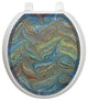 Victorian Feathers Toilet Tattoos Seat Cover, Vinyl Lid Decal, Bathroom Accent, Round