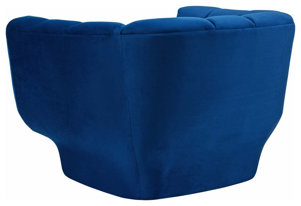 Tufted Armchair and Sofa Set, Velvet, Blue Navy, Modern, Lounge Hospitality