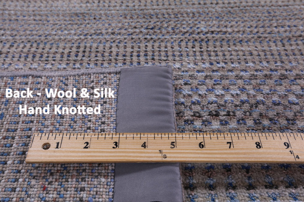 6' 2" X 8' 11" Wool and Silk Handmade Savannah Grass Rug Q11924