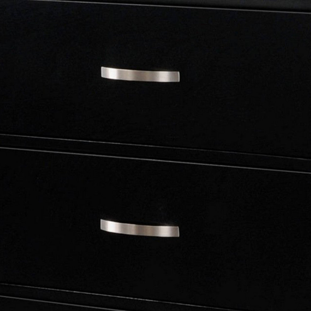 Benzara BM241247 Dresser, 6 Storage Drawers/Curved Pulls, Black