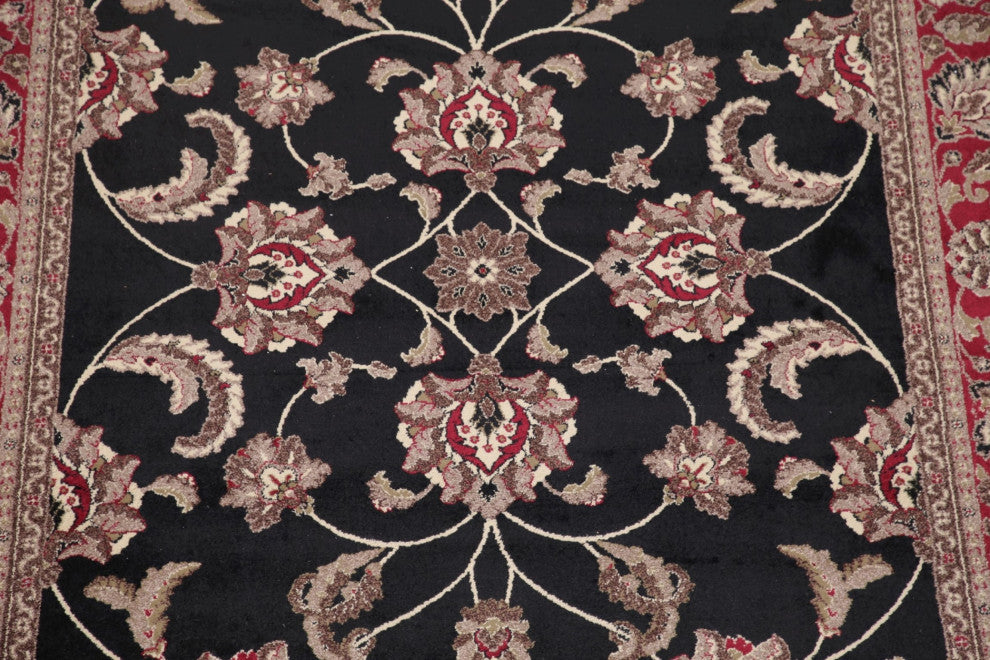 Agra Oriental Carpet Traditional Wool Turkish Area Rug, Black, 9'1"x6'7