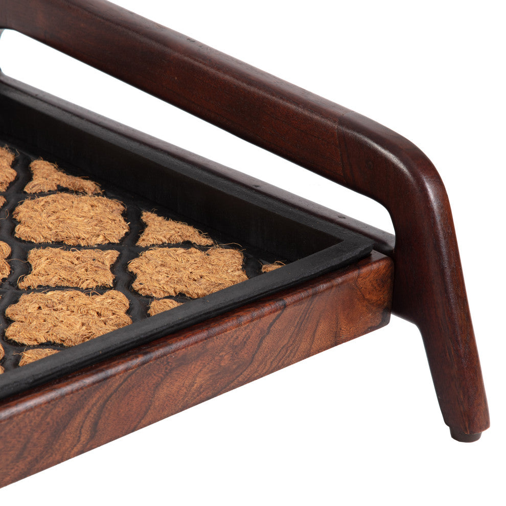 Single-Tier Brown Stand With 3-Pair Rubber Boot Tray Shangri-La