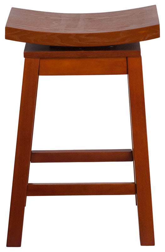 Dyersburg 26" Wood Counter Stool Saddle Seat, Swivel, Light Cherry