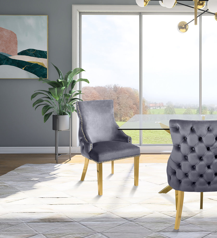 The Tuft Dining Chair, Gray, Velvet, Set of 2