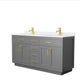 Beckett TK 66" Dark Gray Double Vanity, Cultured Top, Gold Trim