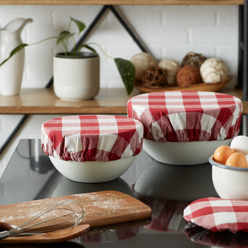 DII Asst Barn Red Buffalo Check Woven Dish Cover (Set of 3)