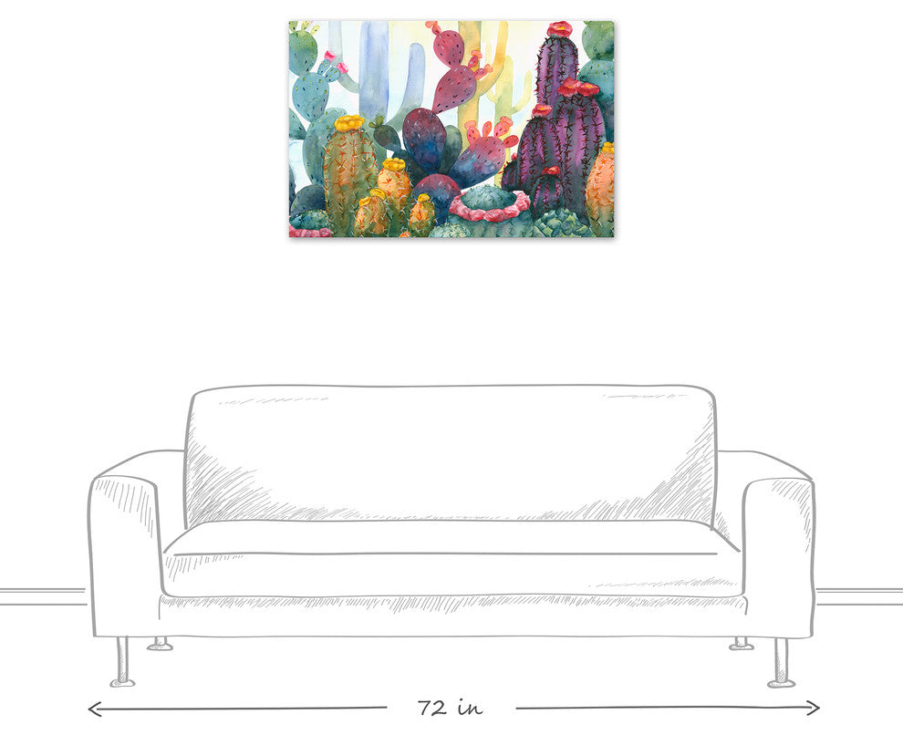 Colorful Blooming Cactus 24x36 Canvas Wall Art