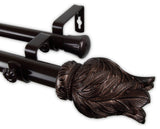 Tulip 1" Double Curtain Rod, Black, Bronze, 48"-84"