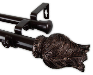 Tulip 1" Double Curtain Rod, Black, Bronze, 48"-84"