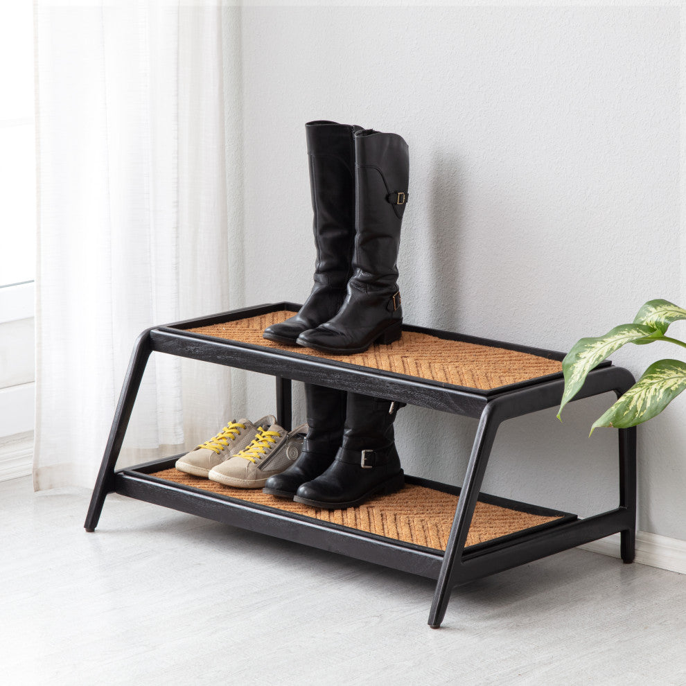 Double-Tier Black Stand With 3-Pair Rubber Boot Trays Arrowhead